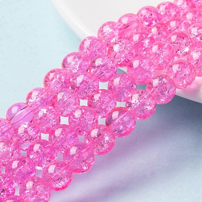 Spray Painted Crackle Glass Beads Strands CCG-Q001-8mm-02-1