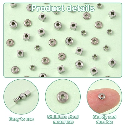 100Pcs 4 Style 304 Stainless Steel Spacer Beads STAS-YW0002-81-1