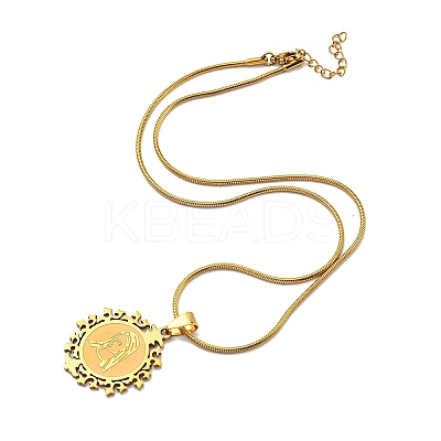 Virgin Mary Pendant Necklaces NJEW-S422-02G-1