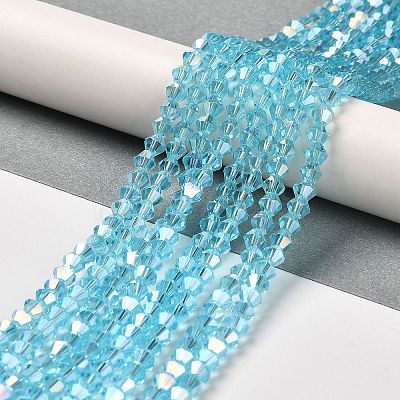 Transparent Electroplate Glass Beads Strands EGLA-A039-T4mm-B20-1