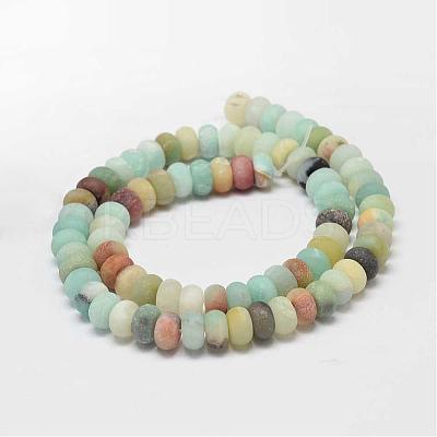Frosted Rondelle Natural Flower Amazonite Beads Strands G-K094-8x5mm-B-1