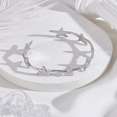 1Pc Stainless Steel Open Cuff Bangles for Women BJEW-LP0003-48B-1