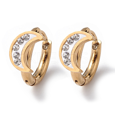 Crystal Rhinestone Crescent Moon Hoop Earrings EJEW-A094-05G-1