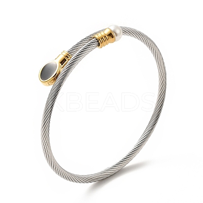 304 Stainless Steel Twist Rope Cuff Bangle BJEW-P283-18M-1