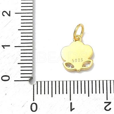 925 Sterling Silver Pave Clear Cubic Zirconia Smiling Face Cloud Flower Charms STER-A051-03G-1