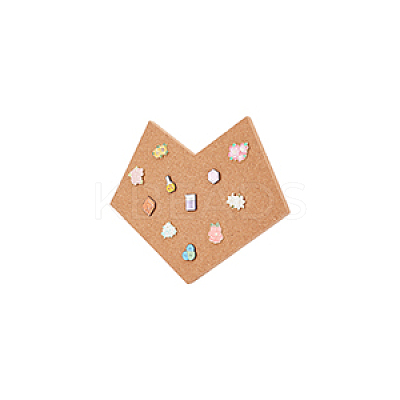 Heart Wall Mounted Brooch Jewelry Display Cork Tray AJEW-WH0433-01E-1