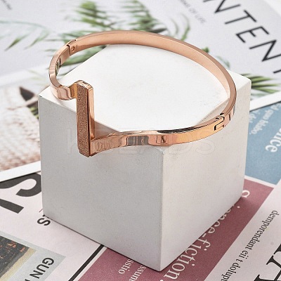 Ion Plating(IP) 304 Stainless Steel Hinged Bangles for Women BJEW-A011-20RG-1