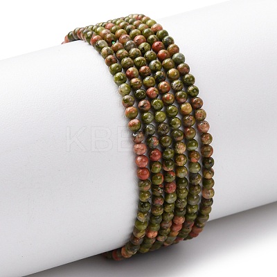Natural Unakite Beads Strands G-Z116-A01-2mm-1