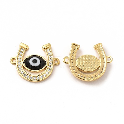 Rack Plating Real 18K Gold Plated Brass Micro Pave Clear Cubic Zirconia Connector Charms ZIRC-L102-01G-07-1