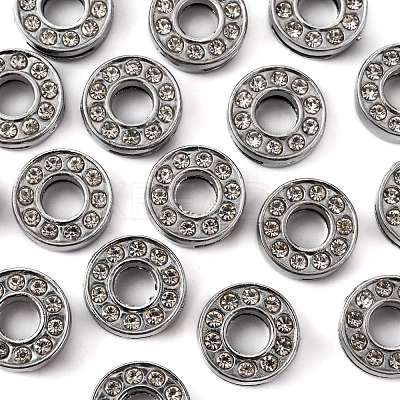 Alloy Initial Slide Charms with Grade A Rhinestones ALRI-R032-O-FF-1