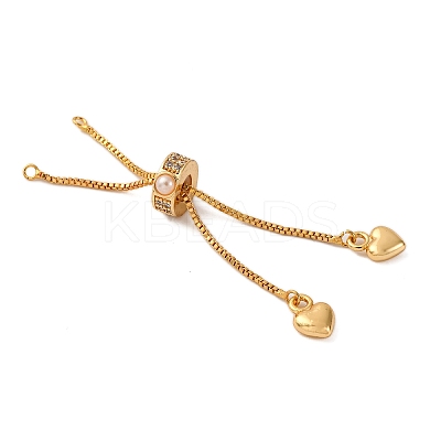 Brass Box Chain Slider Bracelet Making with Cubic Zirconia & Imitation Pearl KK-A214-33G-1