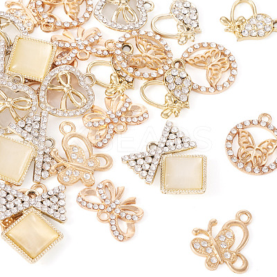 24Pcs 6 Styles Alloy Crystal Rhinestone Pendants FIND-TA0006-20LG-1
