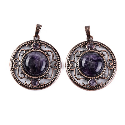 Natural Amethyst Pendants G-Q158-03-04-1