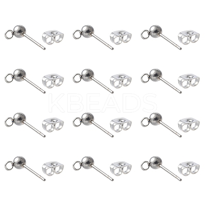 40Pcs 304 Stainless Steel Ball Post Stud Earring Findings STAS-FS0001-76P-1