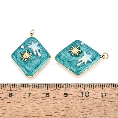 304 Stainless Steel and Enamel Resin ABS Imitation Pearl Pendants STAS-T069-84-1