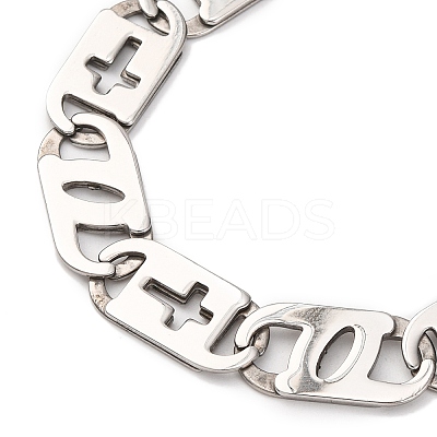 201 Stainless Steel Oval Mariner Link Chain Necklace NJEW-F222-37P-02-1