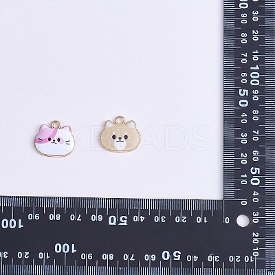 24Pcs 8 Styles Alloy Enamel Pendant Cute Print Cat Head Pendant DIY Necklace Bracelet Pendant Earring Accessories JX584A-1
