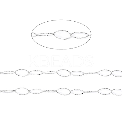 Tarnish Resistant 304 Stainless Steel Textured Horse Eye Link Chains CHS-I020-01A-P-1
