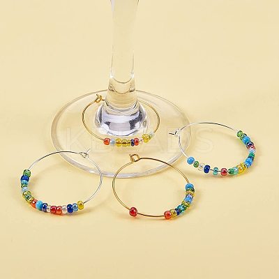 Brass Wine Glass Charm Rings Hoop Earrings KK-PH0028-01M-1