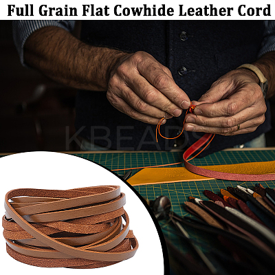 Flat Cowhide Leather Jewelry Cord LC-GF0001-10A-02-1