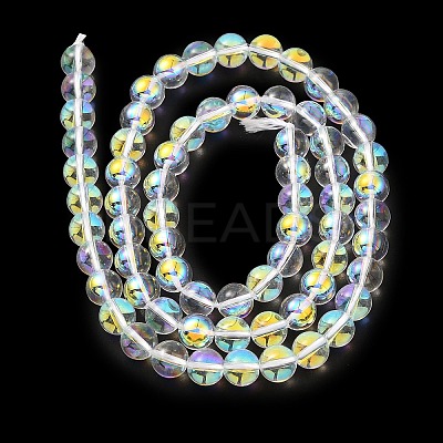 Transparent Electroplate Glass Beads Strands GLAA-T032-T6mm-C18-1