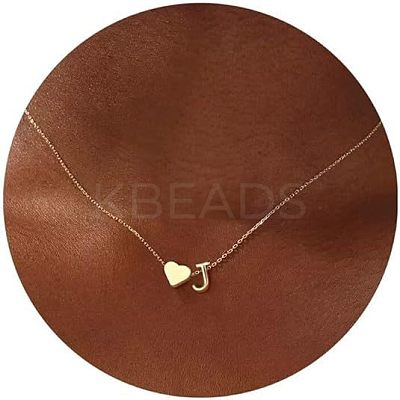 Simple Style Adjustable 316L Surgical Stainless Steel Heart and Initial Pendant Necklaces for Women WG95AEF-10-1