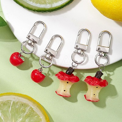 4Pcs 2 Styles Apple Resin Pendant Decorations HJEW-JM02573-1