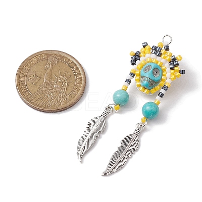 Seed Glass & Synthetic Turquoise Pendant PALLOY-MZ00243-01-1