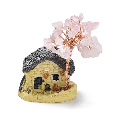 Resin & Natural Rose Quartz Model Ornament DJEW-Z001-01E-1