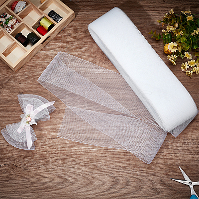 Polyester Deco Mesh Ribbons OCOR-WH0064-76A-1