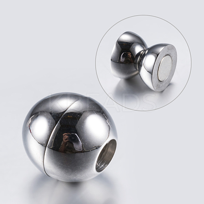 Tarnish Resistant 304 Stainless Steel Magnetic Clasps with Glue-in Ends STAS-F132-04P-4mm-1