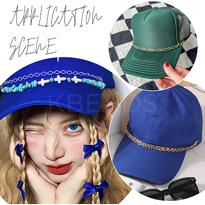 8Pcs 8 Styles Synthetic Turquoise Cross & Natural Trochid Shell & Natural Turquoise & Aluminum & 304 Stainless Steel Baseball Cap Chain HJEW-SC0002-39-1