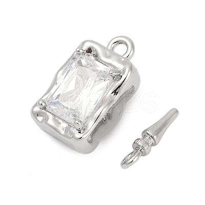 Brass Micro Pave Clear Cubic Zirconia Box Clasps KK-P291-40P-1