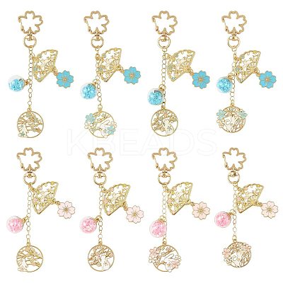 4Pcs 4 Styles Alloy Enamel Pendant Keychains HJEW-FS00052-1