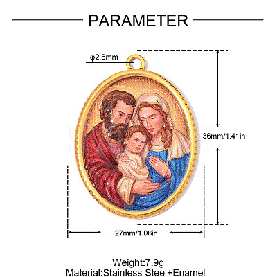 Religion Printed 304 Stainless Steel Pendants SA-OY003-87G-1