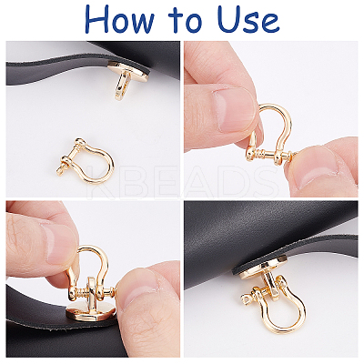 10 Sets Brass D-Ring Anchor Shackle Clasps KK-FH0003-05-1