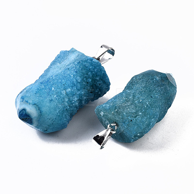 Rough Raw Electroplate Natural Druzy Agate Pendants G-S359-274-1