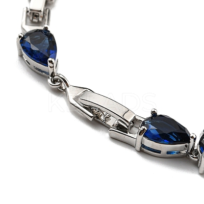 Teardrop Glass Link Chain Bracelets BJEW-H604-01P-02-1