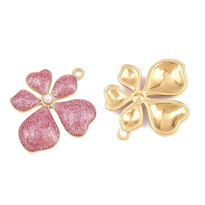 304 Stainless Steel Enamel & Glitter Powder & ABS Plastic Pearl Pendants STAS-G398-23G-02-1