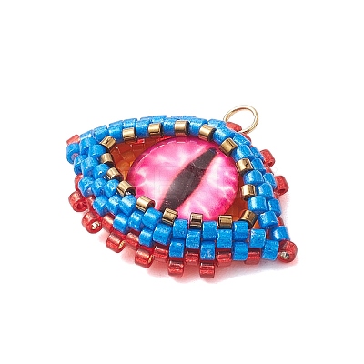 Seed Beads Beaded Charms PALLOY-MZ00274-1