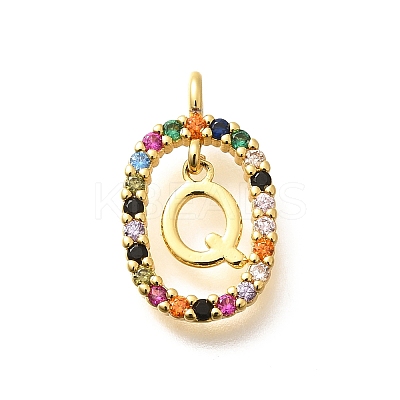 Brass Micro Pave Cubic Zirconia Pendants ZIRC-P123-01G-Q02-1