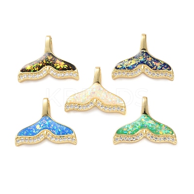 Brass Micro Pave Clear Cubic Zirconia Pendants KK-S048-05G-1