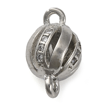 Brass Micro Pave Clear Cubic Zirconia Connector Charms KK-A230-06D-P-1
