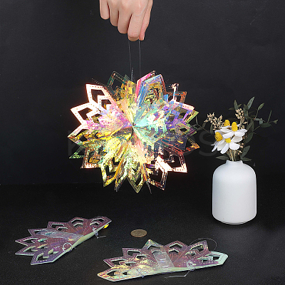 PET Snowflake Pendant Decorations AJEW-WH20020-014B-1