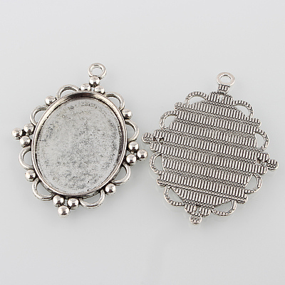 Tibetan Style Pendant Cabochon Settings X1-TIBEP-K020-28AS-1