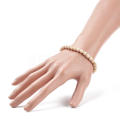 Natural Fossil Bead Stretch Bracelets X-BJEW-K212-A-015-1