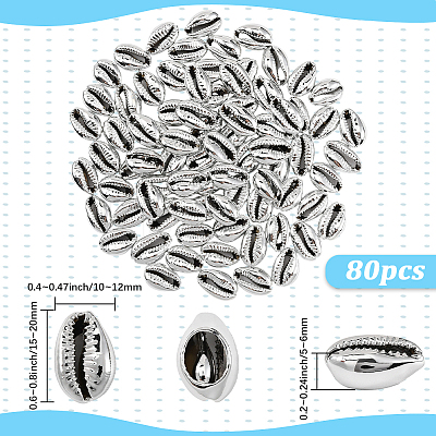80Pcs Electroplated Natural Cowrie Shell Beads BSHE-LT0001-06P-1