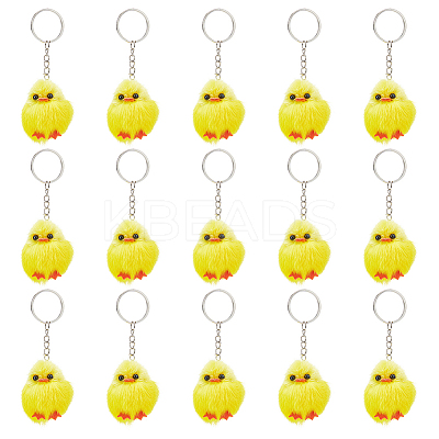 Cute Water Mink Mini Fur Chicken Pendant Bag Keychain KEYC-WH0018-77-1