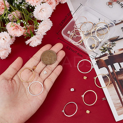 20Pcs 2 Colors 201 Stainless Steel Circle Ring Stud Earring Findings STAS-BBC0002-35-1