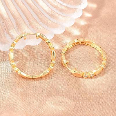 Brass Micro Pave Cubic Zirconia Hoop Earrings EJEW-P346-08G-01-1